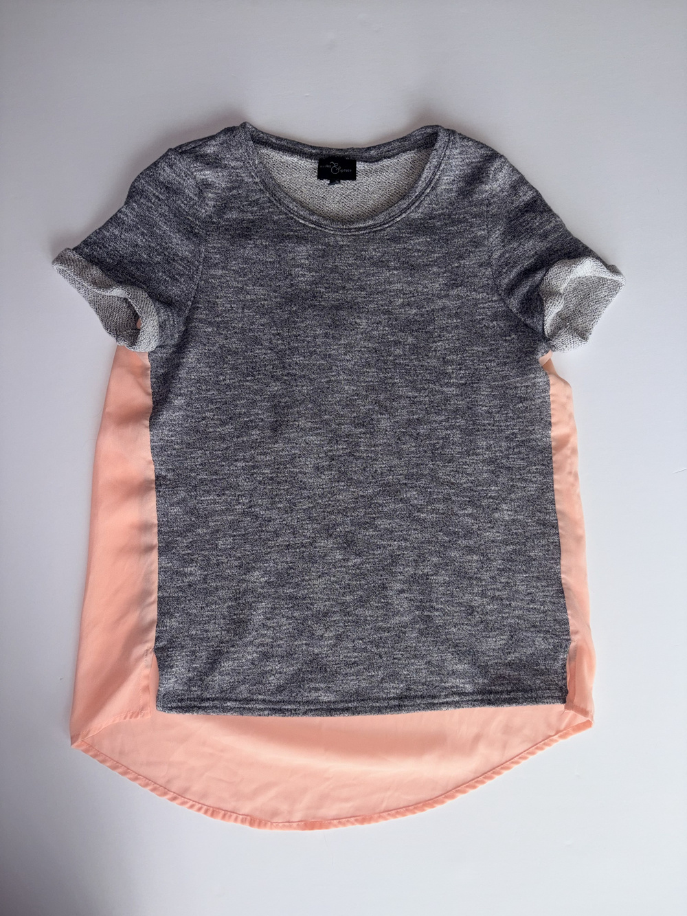 Market And Spruce Colorblock Short Sleeve Top Gray Peach Size S